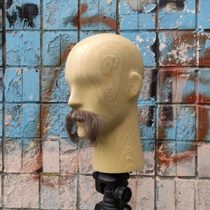 Realistic Fake Long Gray Moustache , full hand made