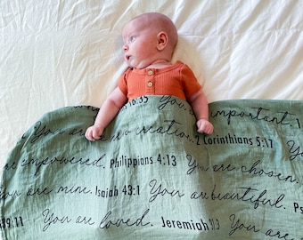You Are Mine | Muslin Swaddle Blanket | Scripture Affirmation Christian Baby Blanket
