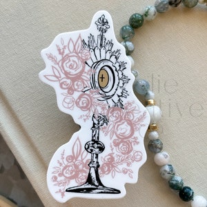 Floral & Feminine Monstrance, Blessed Sacrament, Holy Communion - Catholic, Christian Vinyl Sticker and Print