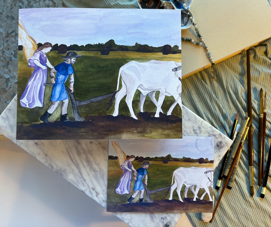 St. Isidore the Farmer Watercolor 8x10 and 5x7 Print & Prayer Card