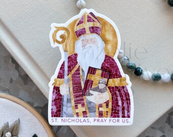 St. Nicholas Vinyl Sticker  |  Waterproof Vinyl Sticker  |  Christians Sticker  |  Christmas Sticker, Christmas Decor, Stocking Stuffer