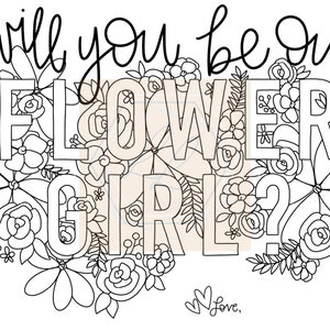 Will you be our flower girl? Coloring Sheet Digital Download
