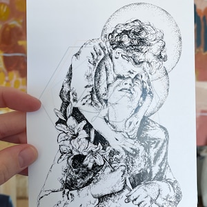 St. Joseph and the Child Jesus - Pen and Ink Print