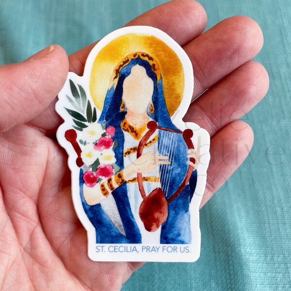 Saint Cecilia Patron of Musicians Catholic Greeting Card and Print - Unique Original Stationery