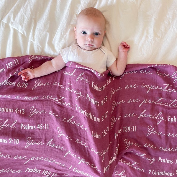 You Are Mine | Muslin Swaddle Blanket | Scripture Affirmation Christian Baby Blanket