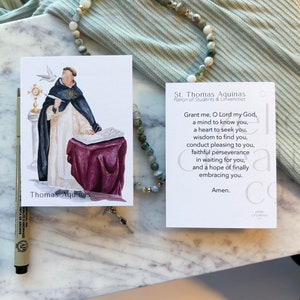 St. Thomas Aquinas Watercolor Print, Prayer Card, Vinyl Sticker | Christian Catholic Saint Print ...