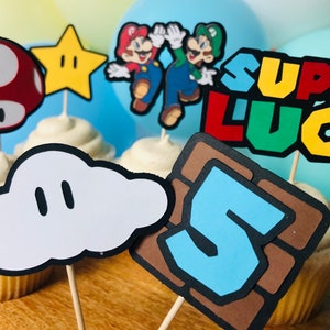 Super mario cupcake toppers/Mario birthday/Mario party/Super mario decor/Mario toppers/mario and luigi/Mario brothers/super mario bday party