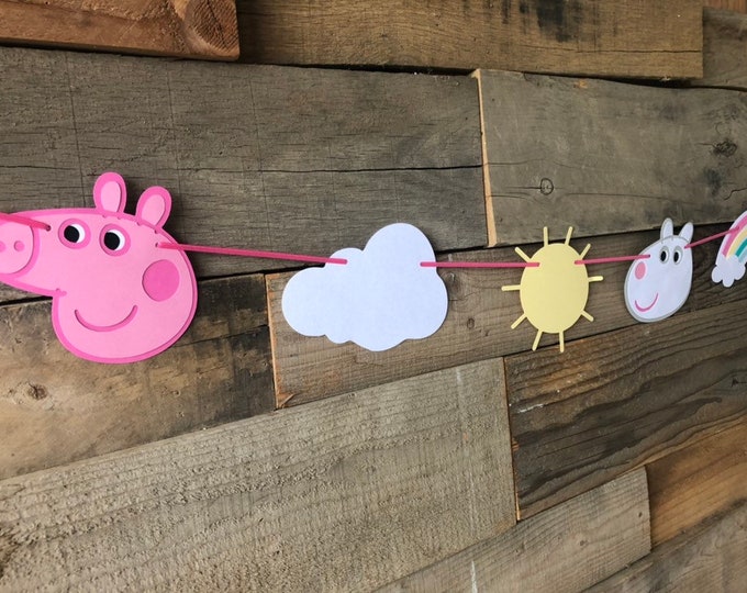 Peppa Pig Garland/peppa Pig Banner/peppa Pig Party/little Girl Etsy
