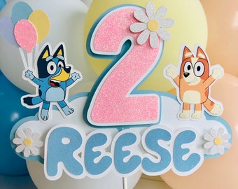 Girl Bluey cake topper/Bluey and Bingo cake topper/Bluey birthday/Bluey party/Bluey and Bingo/Customizable bluey cake topper/Bluey decor