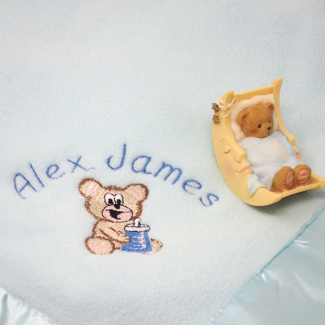 Boy Infant Toddler BEAR Moon Cradle GIFT SET Embroidered Etsy.de