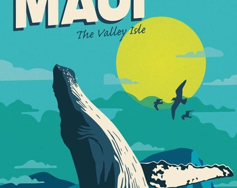 Maui Whale Metal Sign, Hawaii Wall Art