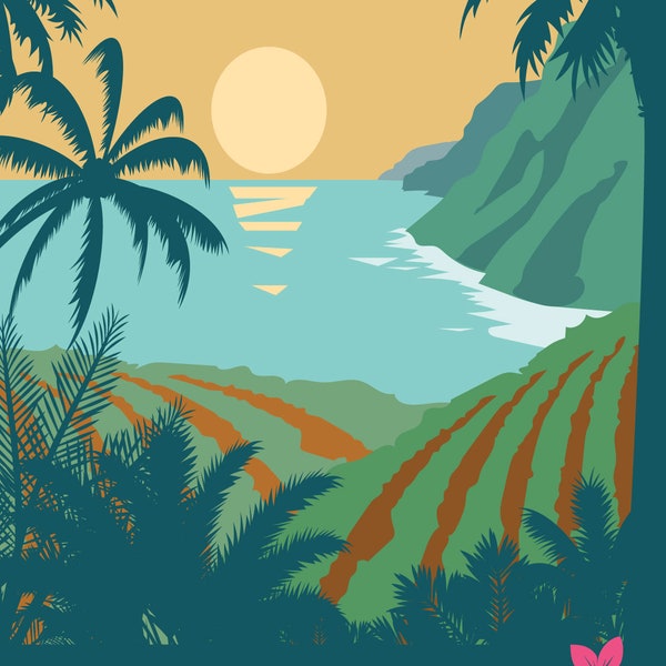 Kauai Coffee Print Etsy