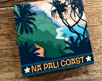 Napali Kauai Fridge Magnet, Single Hawaii Magnet, Beach Decor, Hawaii Souvenir, Hawaii Gift, Beach Magnet 3" x 3"