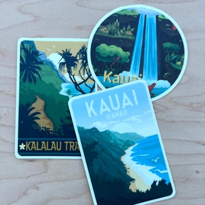 Kauai North Shore Sticker Assortment • Hanalei Bay • Napali Coast • Kalalau Trail • Hawaii Sticker • Kauai Decal • Hanalei Sticker