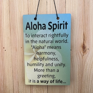 Aloha Spirit Wall Tag | Hawaiian Saying | Wall Art | Spiritual