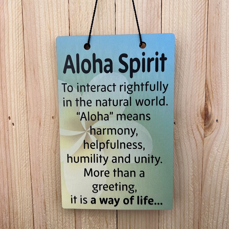 Aloha Spirit Wall Tag Hawaiian Saying Wall Art Spiritual Quote Art Minimal Art Inspirational Wall Decor image 1