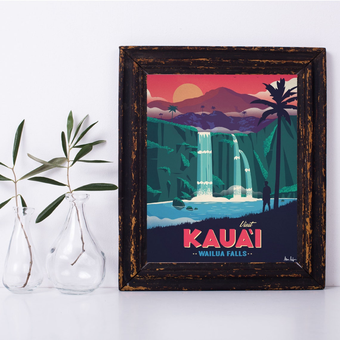 Retro Hawaii Art Vintage Hawaii Wall Art Kauai Art Tropical Etsy