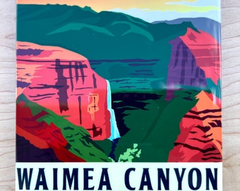 Waimea Canyon Kauai Decorative Ceramic Tile • Wall Hanging • Hawaii Art • Beach Decor • Wall Art • Kauai Hawaii • Retro Art • Kauai Artwork