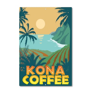 Vintage Coffee Sign DIGITAL DOWNLOAD, Kona Coffee Print, Hawaii Wall Art