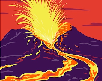 Kilauea Volcano Sign, Hawaii Wall Art, Big Island of Hawaii