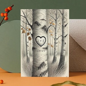 Personalized Love Tree Card - Custom Anniversary, Wedding, Valentine’s Day Gift - Romantic Card for Him or Her - 5x7 Folded Card