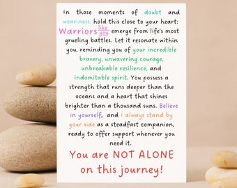 Warrior Encouragement Card, Motivational card, uplifting card, empowering card,  gift of encouragement, words of wisdom, you are not alone