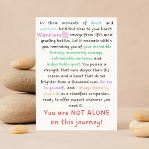 Carte d’encouragement du guerrier, carte de motivation, carte édifiante, carte d’autonomisation, cadeau d’encouragement, paroles de sagesse, vous n’êtes pas seul
