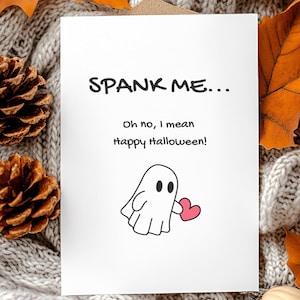 Lustige Halloween Karten, Dirty Halloween Karten für Mann, Karte für Freund, Gruselige Überraschung, Spank me Karte, 13x18cm Faltkarte