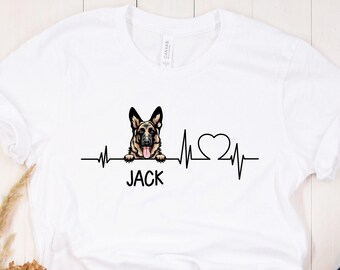 Duitse herder t-shirt, Duitse herder cadeau, Duitse herder hartslag shirt, beste cadeau voor moeder van de Duitse herder