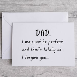 Papa je te pardonne carte de fête des pères, carte d'anniversaire pour papa, carte drôle pour papa, carte pliée 5 x 7