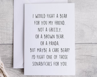 Friend card, funny card for Friend, thank you for being my Friend, folded 5x7 white card