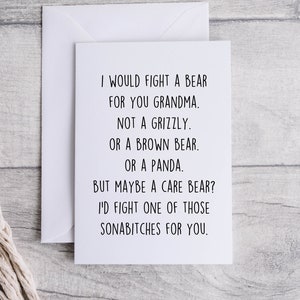 Carta della nonna, carta divertente per la nonna, grazie per essere mia nonna, carta bianca piegata 5x7