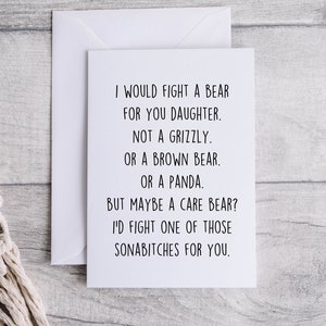 Daughter card, funny card for Daughter, thank you for being my Daughter, folded 5x7 white card