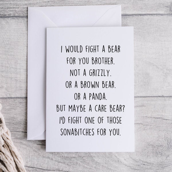 Brother card, funny card for Brother, thank you for being my Brother, folded 5x7 white card