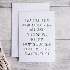 Carte beau-frère, carte amusante pour beau-frère, merci d'être mon beau-frère, carte blanche pliée 5x7