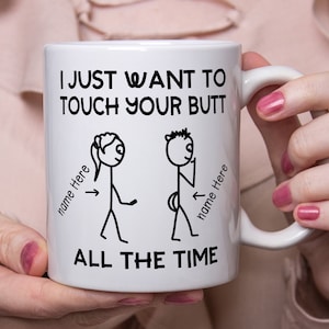 Presente de dia dos namorados, caneca engraçada de dia dos namorados, caneca de namorado, presente de marido, eu só quero tocar sua caneca de bunda