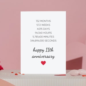11th Anniversary card, 11th Anniversary Gifts For Husband, 11 Year Anniversary Gifts For Wife, 11 Years Of Marriage, 11th Year Marriage