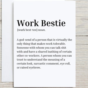 Carte Bestie de travail, cadeau drôle pour un collègue, cadeau de bestie de travail, cadeau de Noël pour un collègue, carte d'anniversaire de collègue