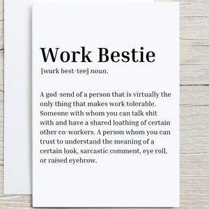 Work Bestie Card, Funny gift for coworker, work bestie gift, christmas gift for coworker, coworker birthday Card