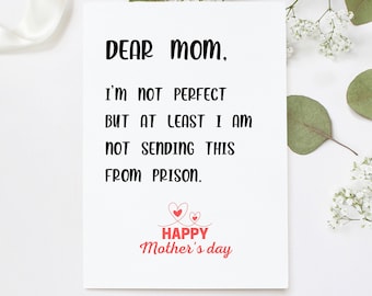 Funny Mothers Day Card, Funny Card For Mom, Funny Card From Son, Funny Card From Daughter, 5x7 Folded Card