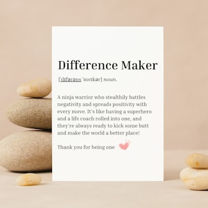 Motivational card, Difference maker gift, best card for friends, coworkers card, 5x7 inches pre-fold greeting cards