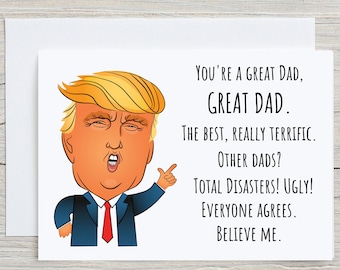 Funny Trump Father's Day Card, Gift for Dad (5x7 Folded)