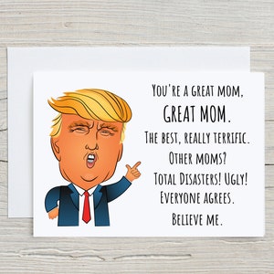 Grappige moederdagkaart, Trump Great Mother's Day Card, kaart voor mama, verjaardagskaart voor mama, 5x7 gevouwen kaart