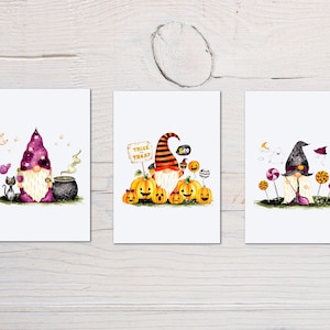 Conjunto de cartões de felicitações de outono, cartões de gnomo, conjunto de cartões de outono, cartões de abóbora, cartões de ação de graças, inclui envelopes