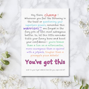 Carte d’encouragement drôle, carte de guerrier hilarant, carte pour bestie, carte de survivant du cancer, carte de sympathie, carte édifiante, paroles de sagesse