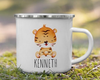 Cute personalized kids gifts, animal mugs for kids, Custom Christmas birthday gifts for kids, camp fire kids metal mugs