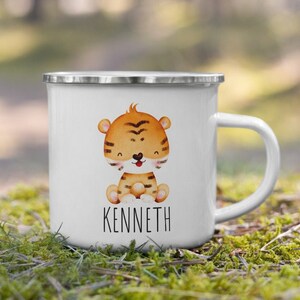 Cute personalized kids gifts, animal mugs for kids, Custom Christmas birthday gifts for kids, camp fire kids metal mugs