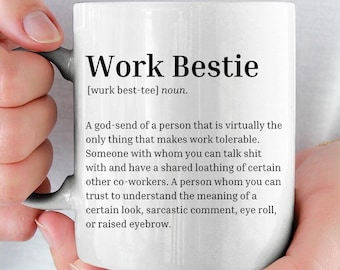 Work Bestie Mug, regalo divertido para compañero de trabajo, regalo de bestie de trabajo, regalo de Navidad para compañero de trabajo, taza de cumpleaños de compañero de trabajo