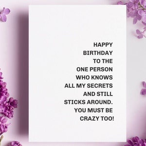 Grappige verjaardagskaart voor zus of beste vriendin, You Get Me, interlokale vriendschap, levenslange bestie, BFF-verjaardagshumor