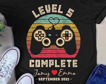 5th Anniversary Gift, Video Game Shirt, 5 Year Anniversary Gift, Gamer Husband Gift, Level 5 Complete